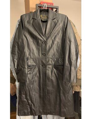 Ing. Loro Piana Storm System Women's Black Leather Trench Coat - Size M